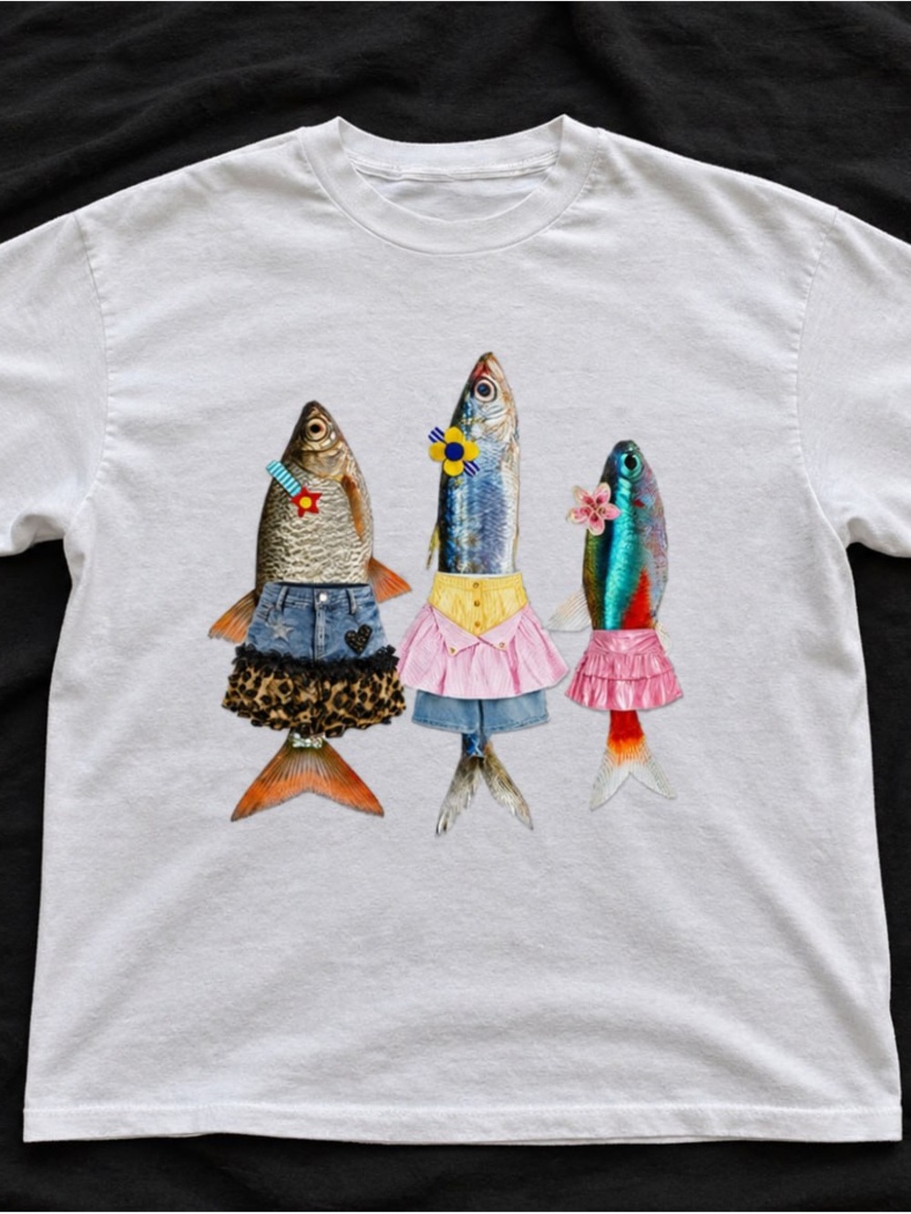 Colorful Fish Trio Gildan White Tee Graphic
